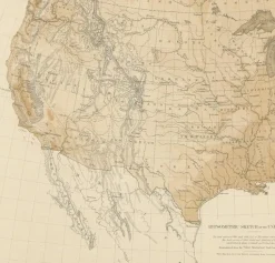 Discount Pamono Antique Hypsometric Map of the United States by Walker, 1874