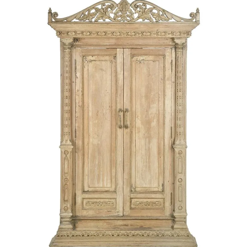 Clearance Pamono Antique Indian Double-Leaf Door in Carved Solid Wood