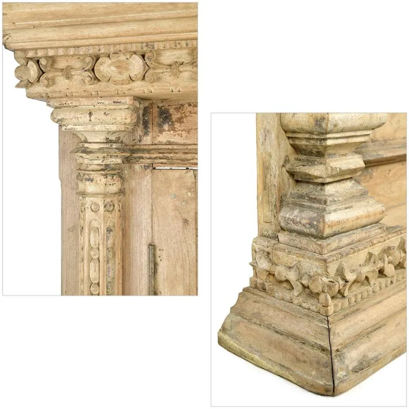 Clearance Pamono Antique Indian Double-Leaf Door in Carved Solid Wood