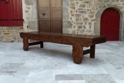 Pamono Antique Indonesian Bench in Carved Wood, 1890s> Benches