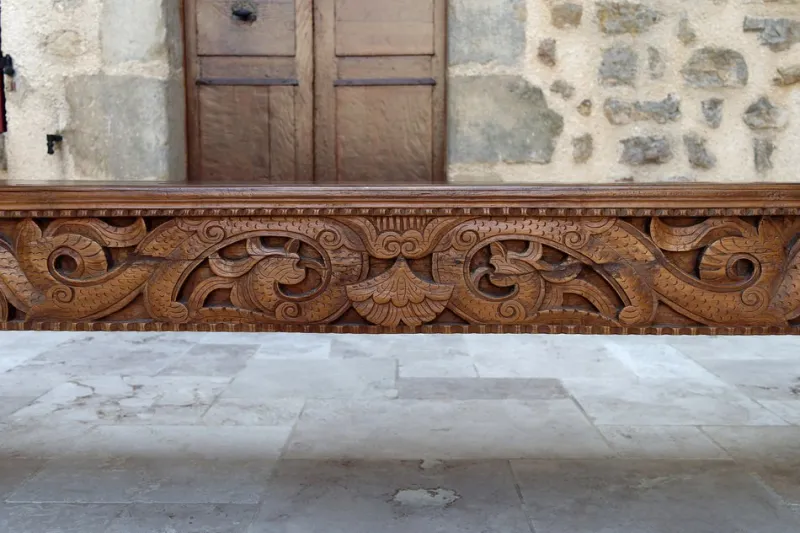 Pamono Antique Indonesian Bench in Carved Wood, 1890s> Benches