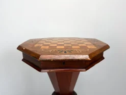 Pamono Antique Inlaid Chess Trumpet Sewing Table><noscript><img width=