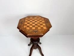 Pamono Antique Inlaid Chess Trumpet Sewing Table><noscript><img width=