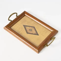 Pamono Antique Inlaid Wood Tray, 1920s> Trays