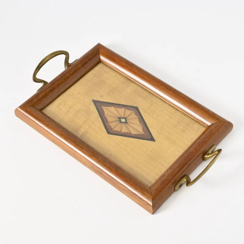 Pamono Antique Inlaid Wood Tray, 1920s> Trays
