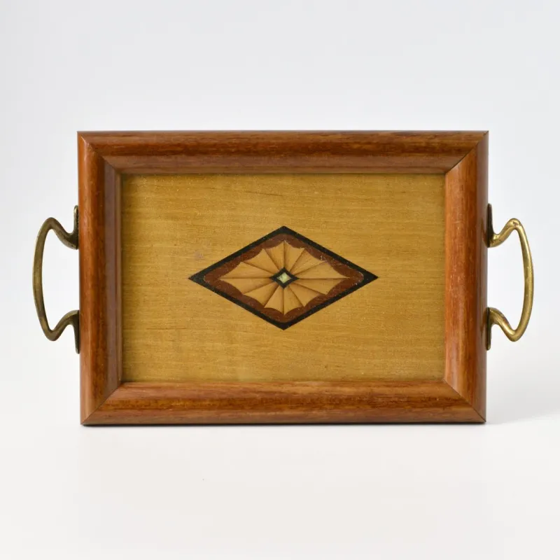 Pamono Antique Inlaid Wood Tray, 1920s> Trays