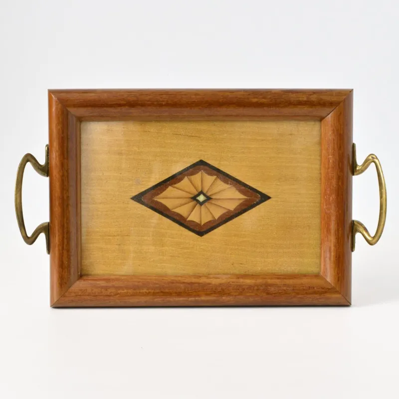 Pamono Antique Inlaid Wood Tray, 1920s> Trays