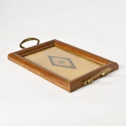 Pamono Antique Inlaid Wood Tray, 1920s><noscript><img width=