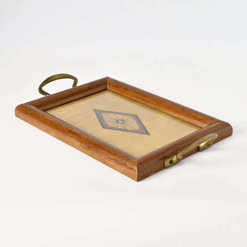 Pamono Antique Inlaid Wood Tray, 1920s> Trays