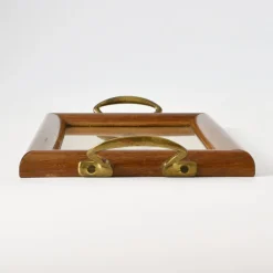 Pamono Antique Inlaid Wood Tray, 1920s><noscript><img width=