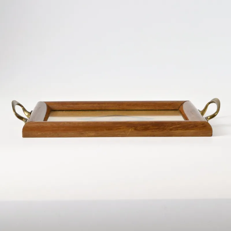 Pamono Antique Inlaid Wood Tray, 1920s> Trays