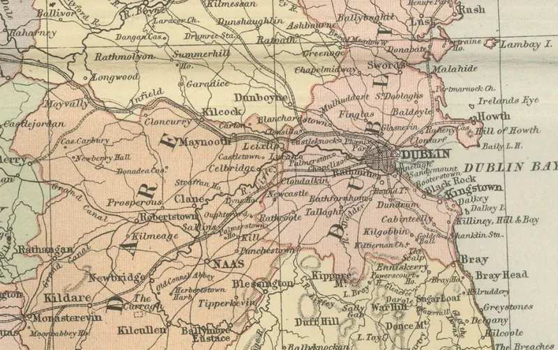 Pamono Antique Ireland Map with County Divisions, 1884> Wall Decor