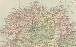Pamono Antique Ireland Map with County Divisions, 1884><noscript><img width=
