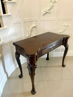 Pamono Antique Irish George II Chippendale Mahogany Card Table, 1750><noscript><img width=