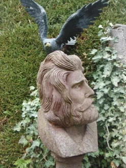 Pamono Antique Iron Bust of Man Garden Sculpture, 1920><noscript><img width=