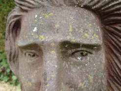 Pamono Antique Iron Bust of Man Garden Sculpture, 1920><noscript><img width=