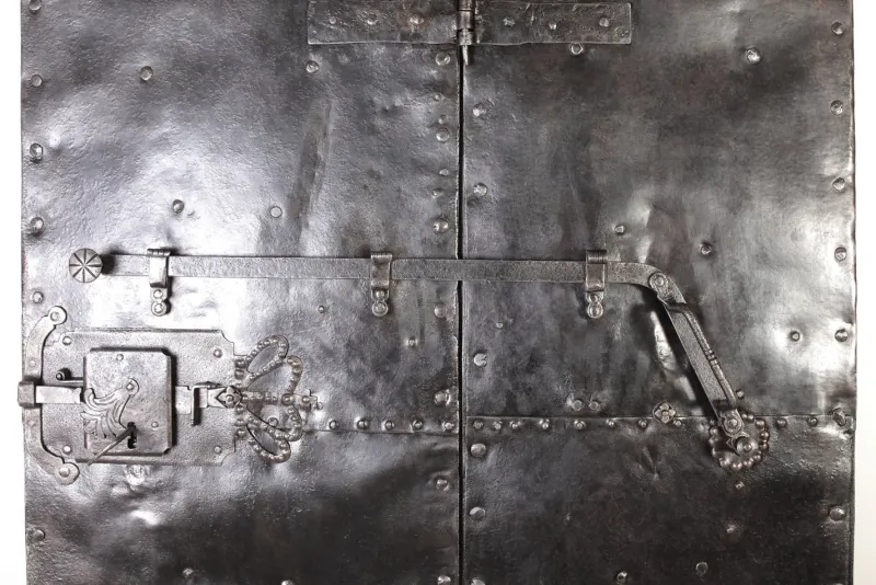 Online Pamono Antique Iron Clad Folding Door, Bohemia, 1760s