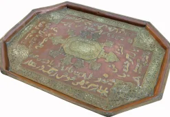 Pamono Antique Islamic Tray with Copper Inlaid and Brass, 1948> Trays