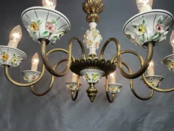 Pamono Antique Italian Chandelier with Ceramic Detail> Ceiling Lights