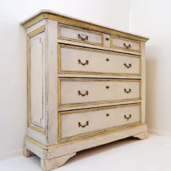 Pamono Antique Italian Chest of Drawers with Marble Top, 1800s><noscript><img width=