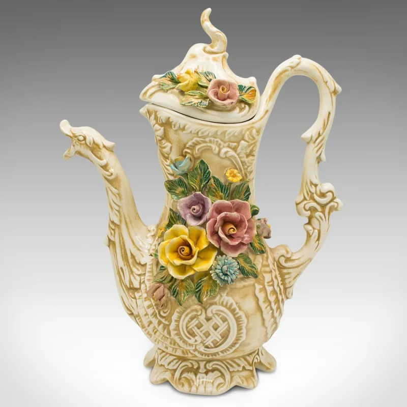 Pamono Antique Italian Decorative Floral Encrusted Ewer, 1920s> Bottles, Carafes & Jugs