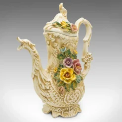Pamono Antique Italian Decorative Floral Encrusted Ewer, 1920s> Bottles, Carafes & Jugs