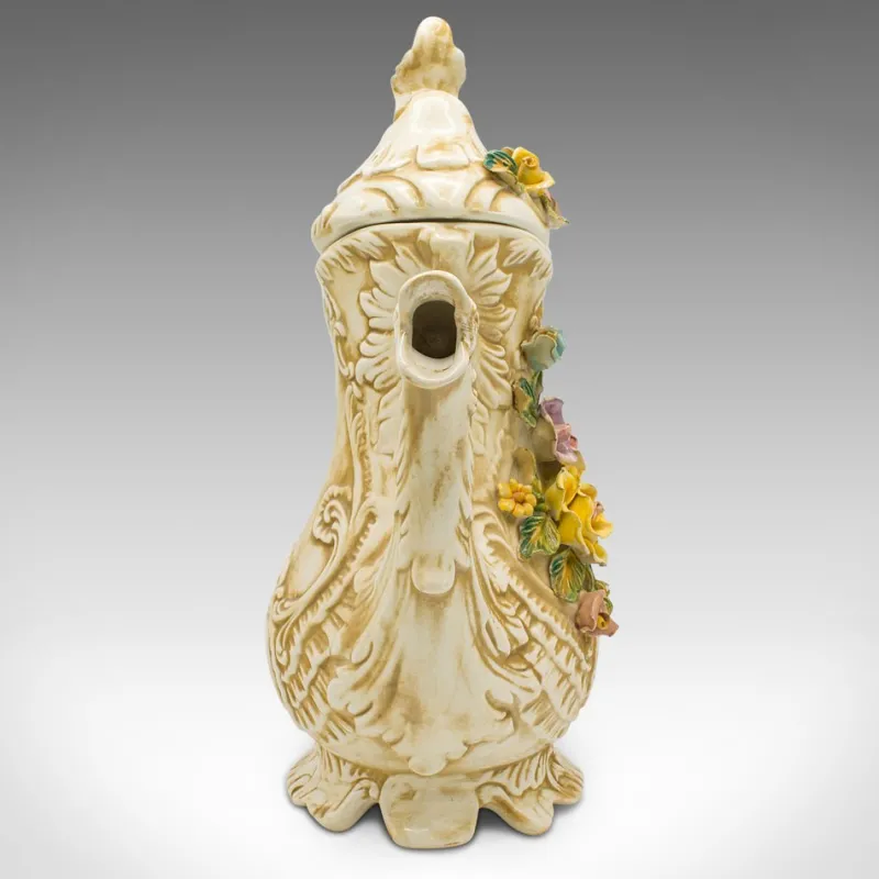 Pamono Antique Italian Decorative Floral Encrusted Ewer, 1920s> Bottles, Carafes & Jugs