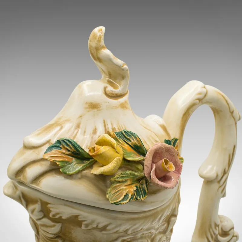 Pamono Antique Italian Decorative Floral Encrusted Ewer, 1920s> Bottles, Carafes & Jugs