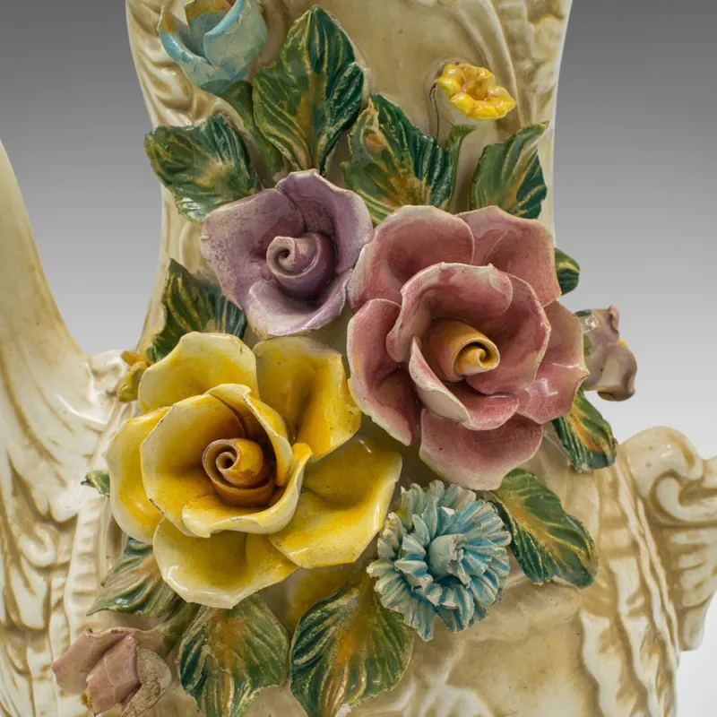 Pamono Antique Italian Decorative Floral Encrusted Ewer, 1920s> Bottles, Carafes & Jugs
