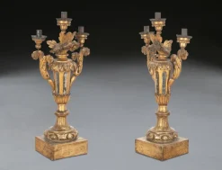 Best Pamono Antique Italian Giltwood Candleholders, 1780, Set of 2