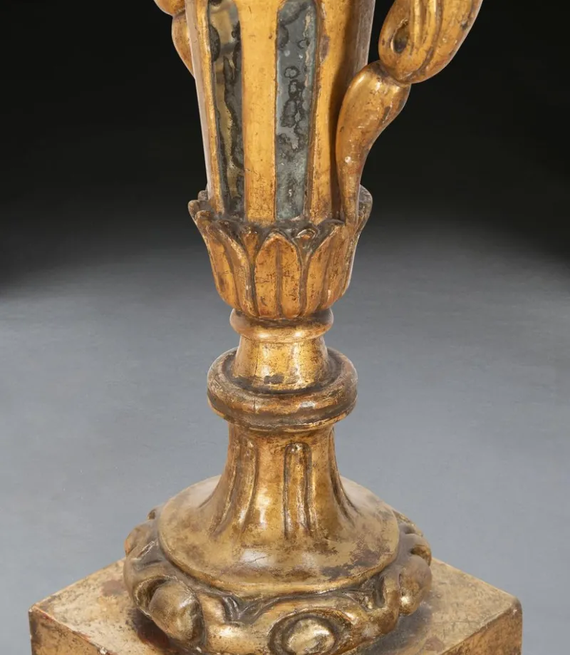 Best Pamono Antique Italian Giltwood Candleholders, 1780, Set of 2