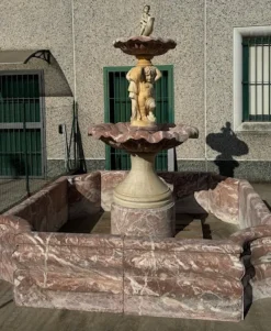 Pamono Antique Italian Hand-Carved Marble Fountain with Classic Shaped Basin><noscript><img width=