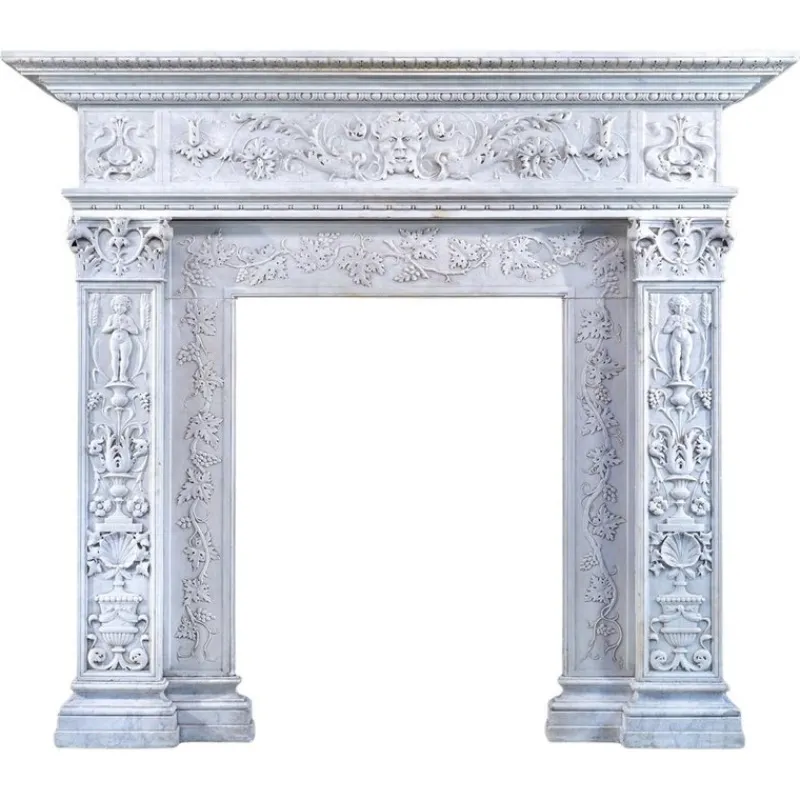 Pamono Antique Italian Marble Renaissance Revival Fireplace Mantel, 1890> Fireplaces And Mantels