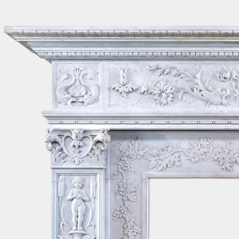 Pamono Antique Italian Marble Renaissance Revival Fireplace Mantel, 1890> Fireplaces And Mantels