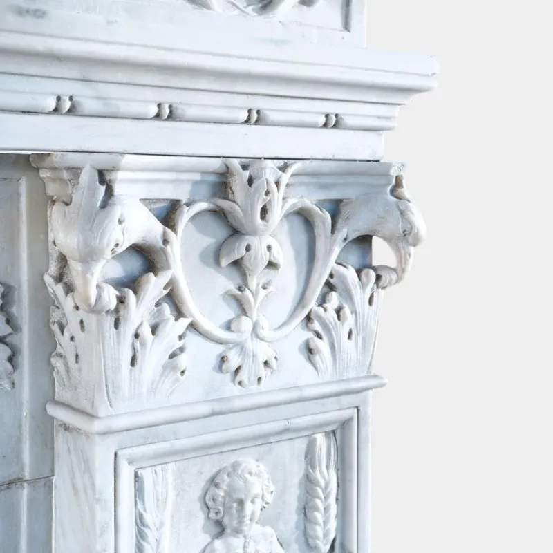 Pamono Antique Italian Marble Renaissance Revival Fireplace Mantel, 1890> Fireplaces And Mantels