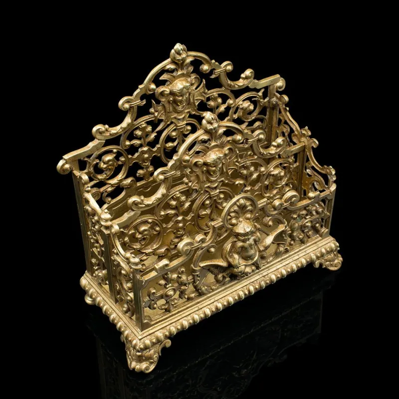Pamono Antique Italian Ornate Letter Rack, 1890s
