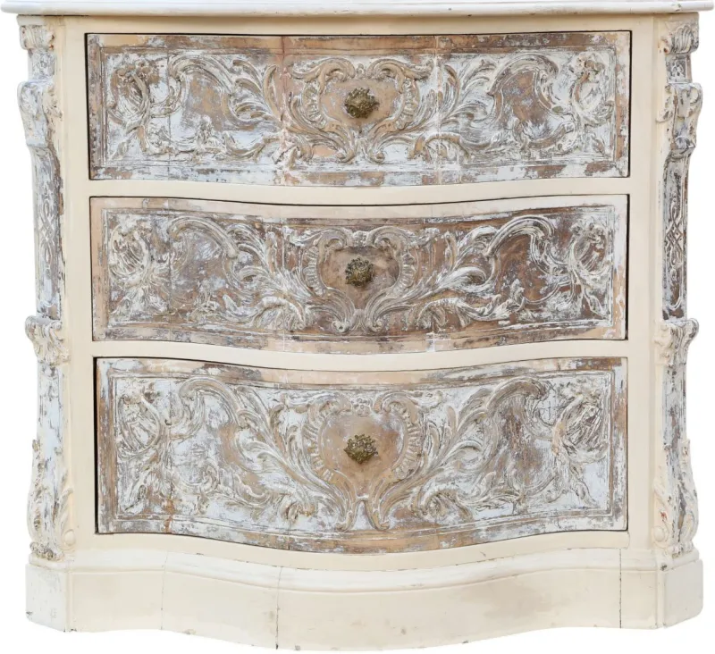Pamono Antique Italian Painted Carved Serpentine Chest of Drawers, 1920s> Dressers, Commodes & Chests