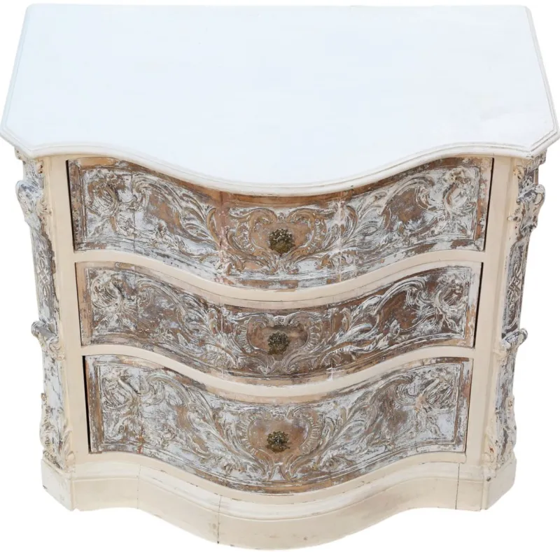 Pamono Antique Italian Painted Carved Serpentine Chest of Drawers, 1920s> Dressers, Commodes & Chests