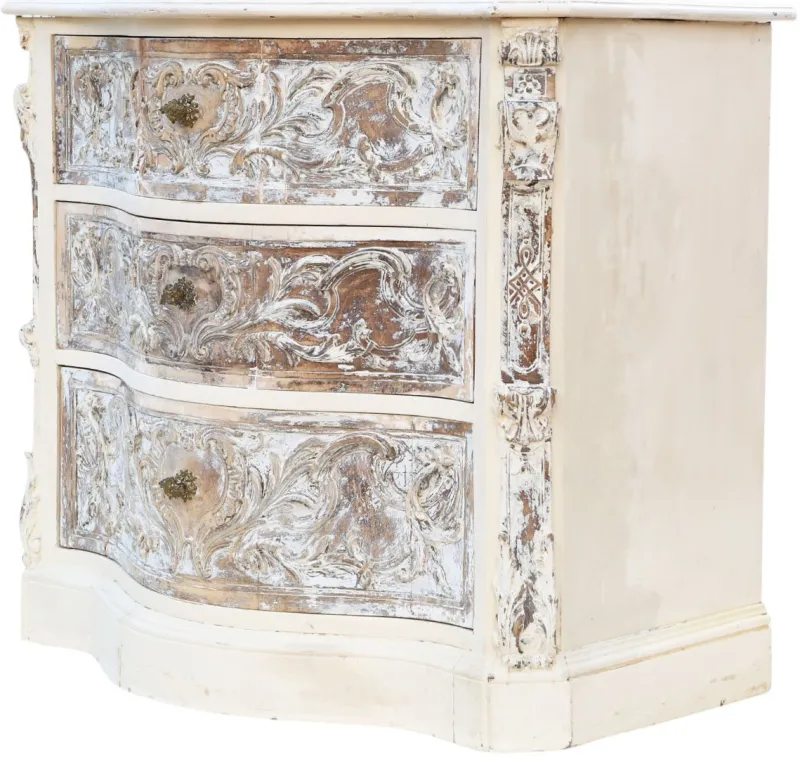Pamono Antique Italian Painted Carved Serpentine Chest of Drawers, 1920s> Dressers, Commodes & Chests