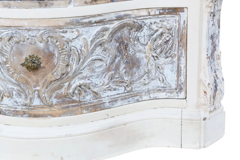Pamono Antique Italian Painted Carved Serpentine Chest of Drawers, 1920s> Dressers, Commodes & Chests
