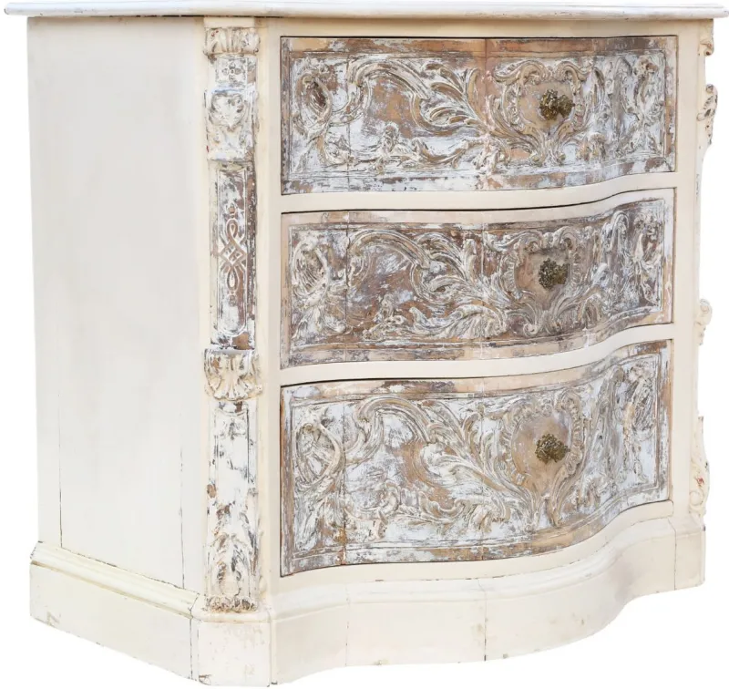 Pamono Antique Italian Painted Carved Serpentine Chest of Drawers, 1920s> Dressers, Commodes & Chests