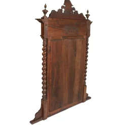 New Pamono Antique Italian Renaissance Hand Carved and Turned Walnut Fireplace or Console Mirror from Ballario