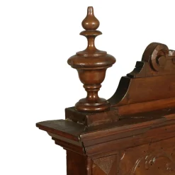 New Pamono Antique Italian Renaissance Hand Carved and Turned Walnut Fireplace or Console Mirror from Ballario