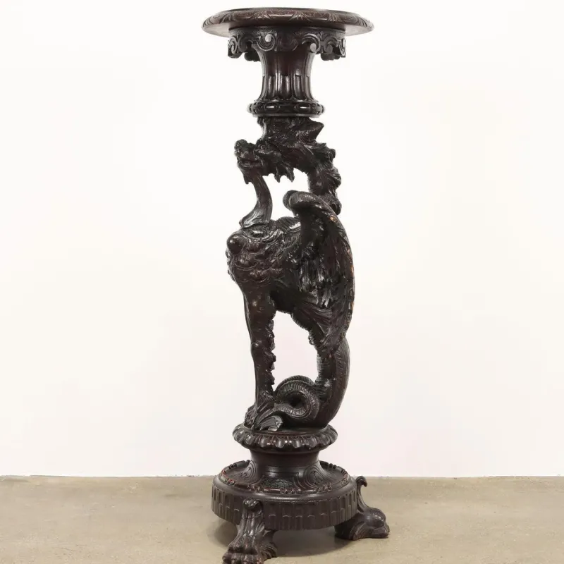 Pamono Antique Italian Vase Holder in Walnut> Pedestals And Columns