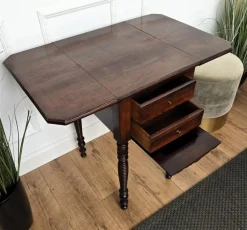 Pamono Antique Italian Walnut Drop Leaf Pembroke Console with Carved Turned Legs, 1890s><noscript><img width=