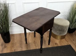 Pamono Antique Italian Walnut Drop Leaf Pembroke Console with Carved Turned Legs, 1890s><noscript><img width=