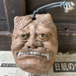 Sale Pamono Antique Japanese Oni Dorei Bell with Dual Faces, 1920s