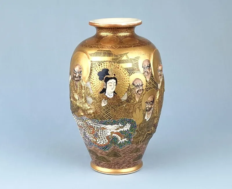 New Pamono Antique Japanese Satsuma Ware Vase, 1890s