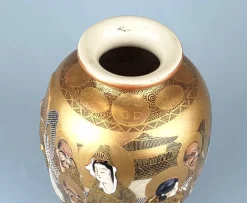 New Pamono Antique Japanese Satsuma Ware Vase, 1890s