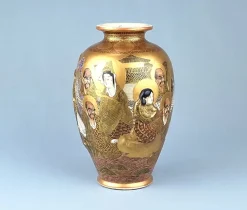 New Pamono Antique Japanese Satsuma Ware Vase, 1890s